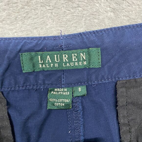 Lauren Ralph Lauren Pants Womens 8 Blue Cropped Cotton Hiking Camping Pockets - Picture 7 of 10